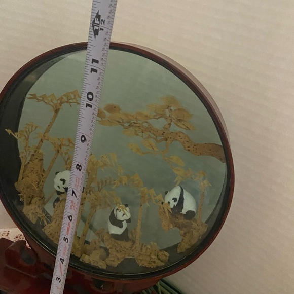 Pair of Asian Cork Carving Displays Panda Bears & Village scene - Picture 6 of 8